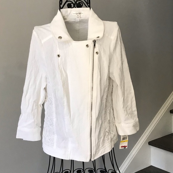 New JohnPaulRichard White Light Zip Up Jacket M - Picture 6 of 8